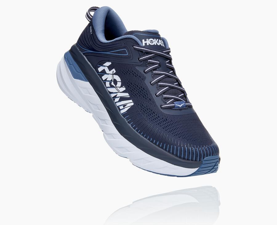 Hoka One One Running Shoes Mens Navy - Bondi 7 - 93207ZTGY